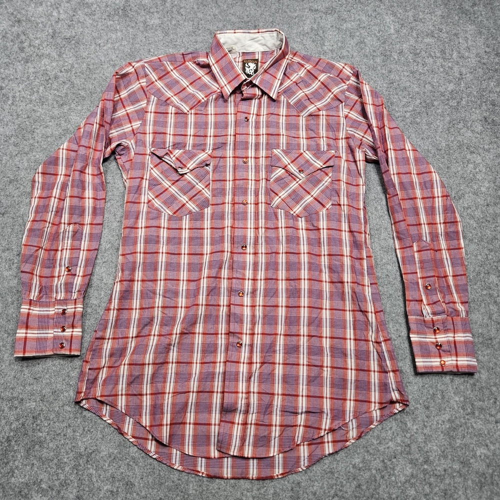 VINTAGE Karman Western Pearl Snap Shirt Small Ranch‎ Wear Lightweight Rodeo